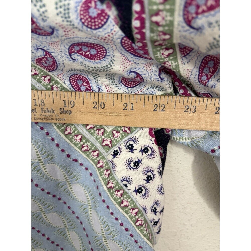 LOFT Women’s XL Patchwork Paisley Floral V-Neck Boho Blouse Top 55% Linen - Picture 6 of 9